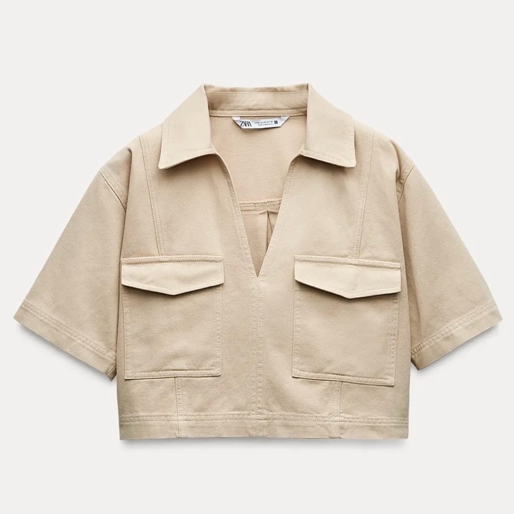 Zara Cropped Denim Shirt